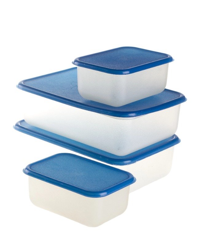 Plastic food containers missing their base or lid should be ditched